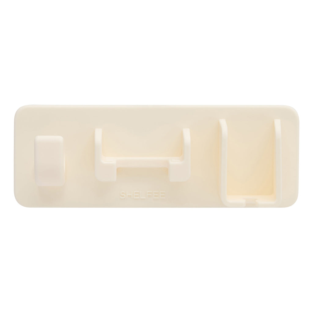 Rectangular white soap dish with three compartments on a white background