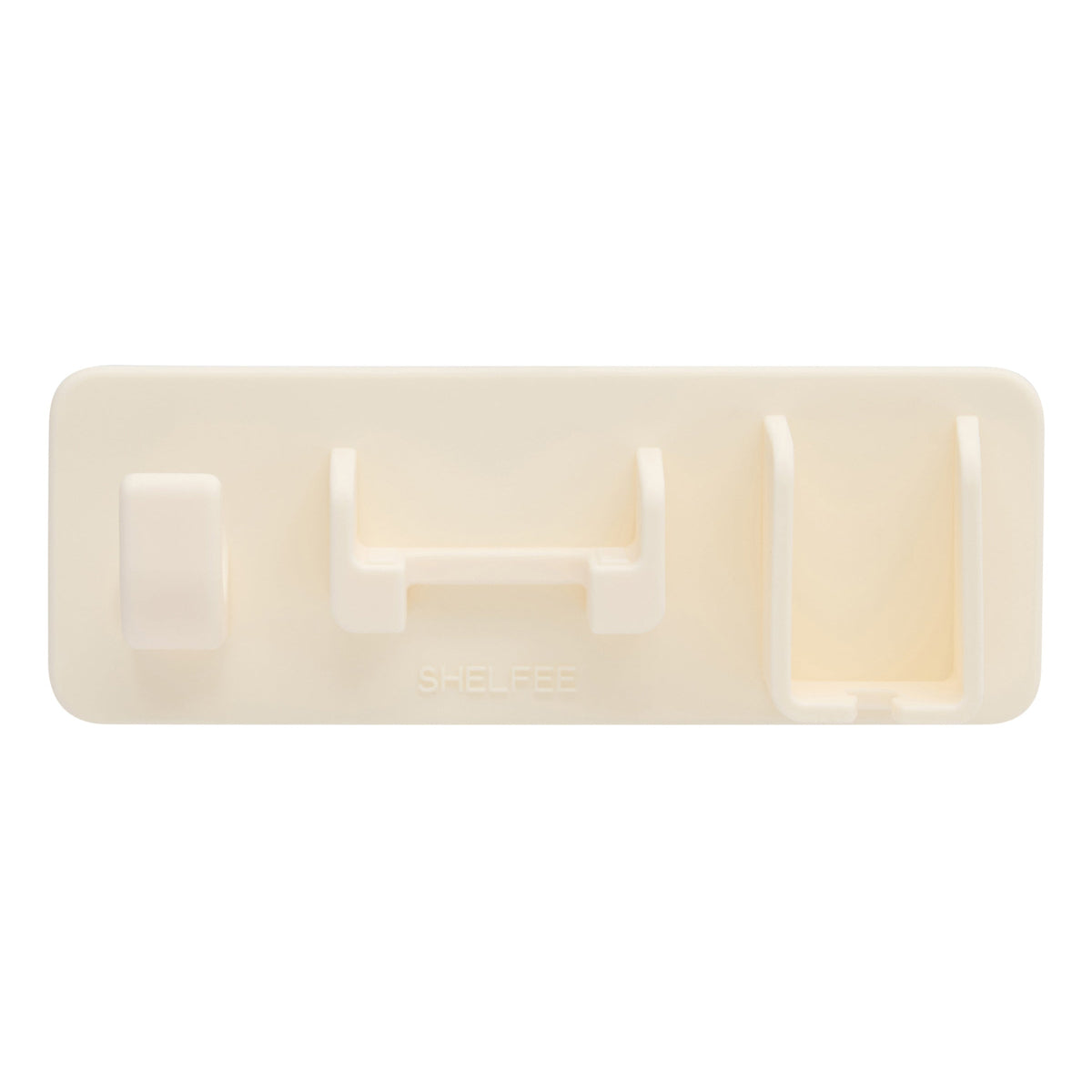 Rectangular white soap dish with three compartments on a white background