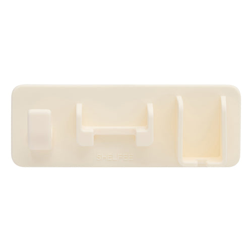 Rectangular white soap dish with three compartments on a white background
